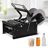 Bottle Labeling Machine Manual, Hand Crank Round Bottle Label Applicator for Small Business, 0.39-6.29" Label Width, 15-30 Bottles/Min, for Glass Plastic Metal Bottles