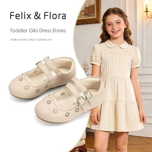 Image of Felix & Flora Toddler Flower Girl Dress Shoes - Baby Girl Ballet Mary Jane Flats for Party School Wedding
