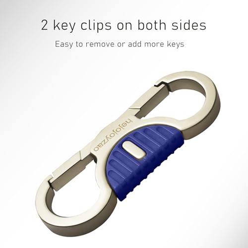 Image of Heavy Duty Keychain with Quick Release Double Carabiner Clip, Key Rings, D Ring, Car Key Holder for Belt Loop