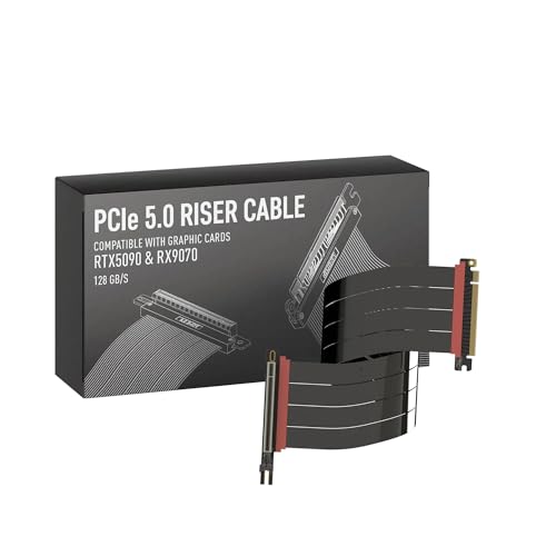 Image of LINKUP PCIE 5.0 Riser Cable | for Vertical GPU Mount | Right Angle | Graphics Card GPU Ready | Usable with PCIe 4.0 & RX 9070 / RTX5090 | 50cm (Total Length: 54cm)