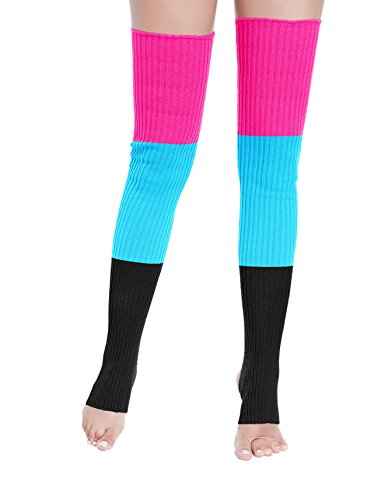 V28 Women Over Knee Cable Knit Ribbed Crochet Long Boot Leg Warmers (H81-Mix4) #TOP2
