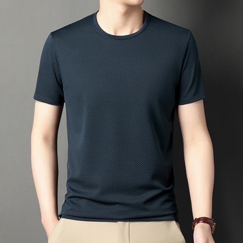 Cooliflex – Camiseta respirável de seda gelada waffle tecida, camisetas de seda gelada para homens,