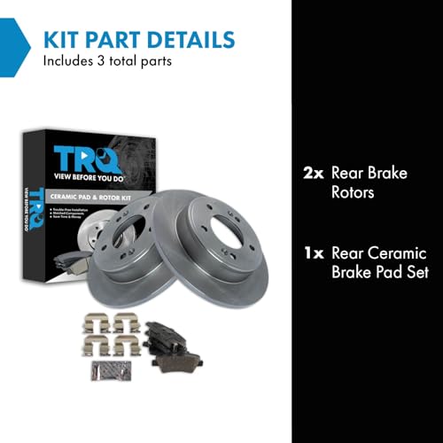 Image of TRQ Rear Brake Pad and Rotor Set Ceramic Compatible with 2016-2017 Hyundai Veloster 2017-2020 Elantra GT 2017-2018 Kia Forte Forte5 2017-2019 Soul