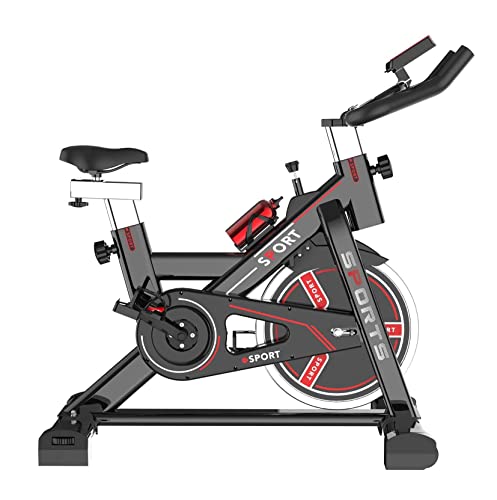 Image of Exercise Bike - Indoor Cycling Bike for Home Gym with Comfortable Seat Cushion LCD Monitor Belt Drive Flywheel Smooth Quiet