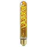 Temperatura de color 2000 K. Bombilla Edison LED T28/T9 de 4 W, intensidad regulable, color dorado, 220/240 V, rosca Edison E27, vidrio, Length:185mm, E27