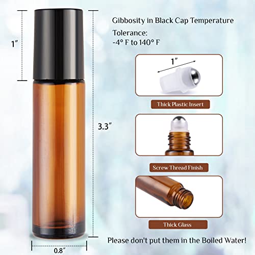 Essential Oil Roller Bottles, 24 Pack Hoa Kinh 10Ml Empty Glass Amber Roller Bottles Uv Protection With Stainless Steel Balls #TOP3