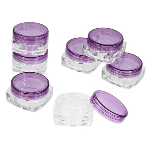 NIYANGLE 24 Piezas caja de crema tarro de crema envases de crema rellenables muestra de maquillaje contenedores de viaje pequeños recipientes de crema el plastico Púrpura