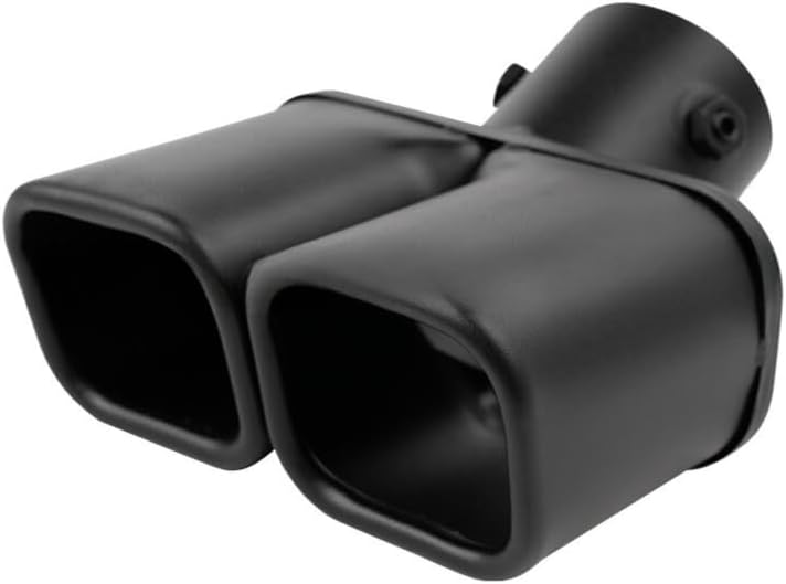 2.5 inch Inlet Stainless Steel Muffler with Matte Black Square Mouth Exhaust Muffler, Universal Dual Tip Car Exhaust Pipe,Modification Tail Pipe Muffler Tip