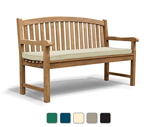 Jati Gloucester Teak Curved Back FULLY ASSEMBLED Garden Bench 1.5m with Cushion (5ft) Brand, Quality & Value (Natural)