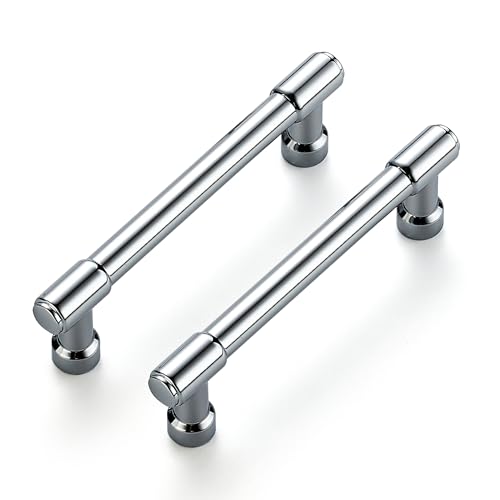 Image of Ravinte 10 Pack 3-3 /4 Inch Hole Center Solid Kitchen Cabinet Handles Polished Chrome Dresser Pulls Cabinet Drawer Pulls for Kitchen Cupboard Hardware