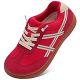 LeIsfIt Women's Wide Barefoot Walking Shoes Slip-on Casual Tennis Shoes Non-Slip Zero Drop Comfort Sneakers Red Size 11