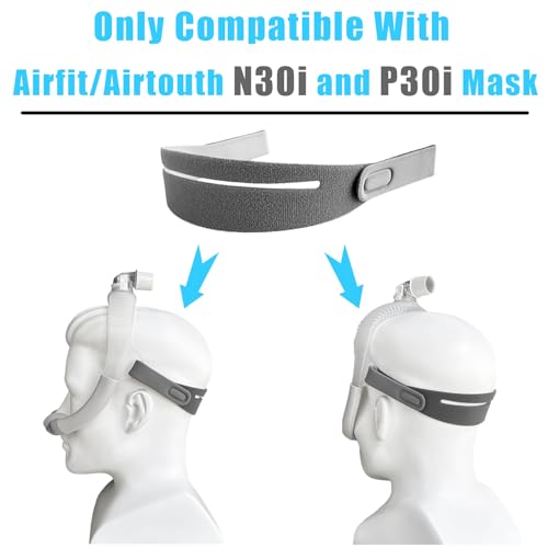 Image of 2 Packs Replacement Airfit N30i /P30i Headgear Airtouth N30i Mask Strap | Closed Edges Soft Durable Adjustable Design Enhanced Hook and Loop Tape Compatible with N30i /P30i Nasal Mask (Without Mask)