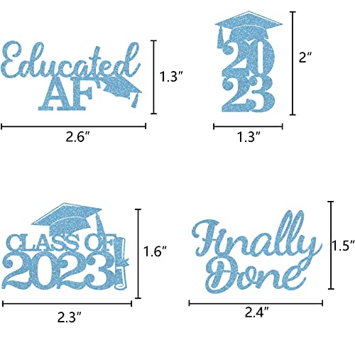 48Pcs Graduation Cupcake Topper Glitter Grad Class Food Picks Congratulations Party Decoration Ideas Light Blue #TOP2