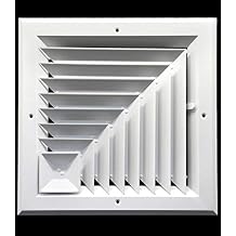 8 x 8 in HVAC Vent Cover - Corner Aluminum Bar Ceiling Diffuser - with Opposing Dampers Via Lever Control [Outer Dimensions 11" Width