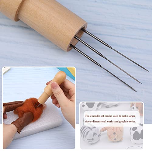 Image of Mayboos Wool Felting Tool Kit - 3 Needles, Finger Protector for Home Craft Work