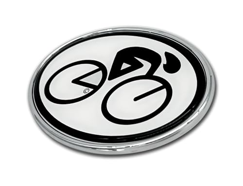 Image of Elektroplate Cycling Chrome All Metal Emblem for Cars, Trucks, and All Auto | Universal Fit at 2.3 inch x 3.3 inch | Weatherproof