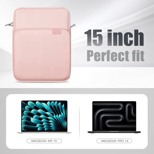 Image of TiMOVO 15 Inch Laptop Sleeve for MacBook Air 15, Pro 14, Pink