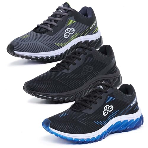 Kit 3 Tênis Masculino Esportivo Corrida Academia Evoltenn Original (CINZA/BLACK/AZUL, BR, Adulto, Numérico, 38)