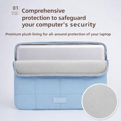 Image of 13.6 Inch Laptop Sleeve for Men & Women | Water-Resistant Padded Laptop Cover Case | Compatible with MacBook, Dell, HP, Lenovo, Asus & More | Lightweight Protective Notebook Sleeve (Mist Blue)