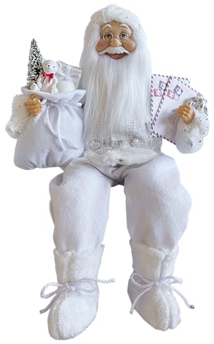 PAPAI NOEL SENTADO SACO PRESENTE CARTAS BRANCO 45CM RIO MASTER