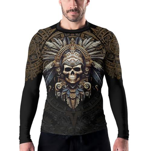 Aztec Men’s Slim Fit Compression Shirts Long Sleeve Rash Guard Sport Tops for MMA BJJ Jiu-Jitsu Workout4