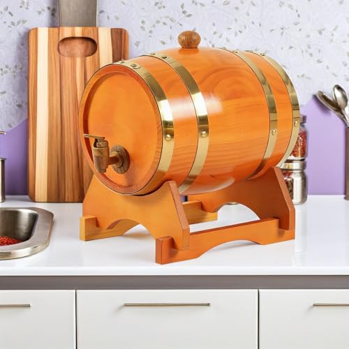 Soporte de madera rústico INOOMP para barril de vino de 5l con base estable 8