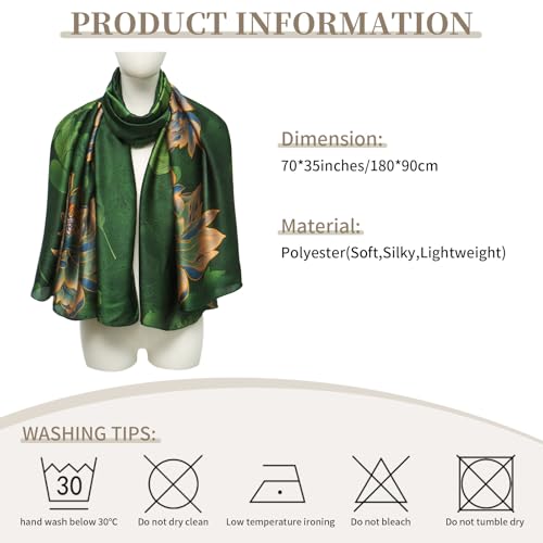 Large Silk Feeling Scarf Fashion Stain Scarves for Women Lightweight Sunscreen Floral Shawl Wraps3