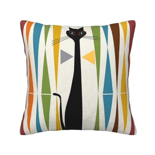 Housse de coussin chat 50x50 en velours côtelé marron - 3