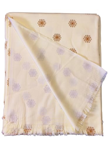 Image of 100% Cotton Soft Beautiful Printed Pure Handloom Single Bed Size Skin Friendly Summer AC Blanket /Khes /Dohar /Top Sheet Set /Chadar /Multi Purpose Use (Printed Yellow)