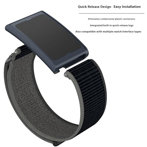 Image of Nylon Band Compatible with Amazfit Helio Fitness Tracker Strap, Adjustable Breathable Arm /Ankle Strap with Quick Release & Secure Hook-and-Loop Closure (Black Gray)