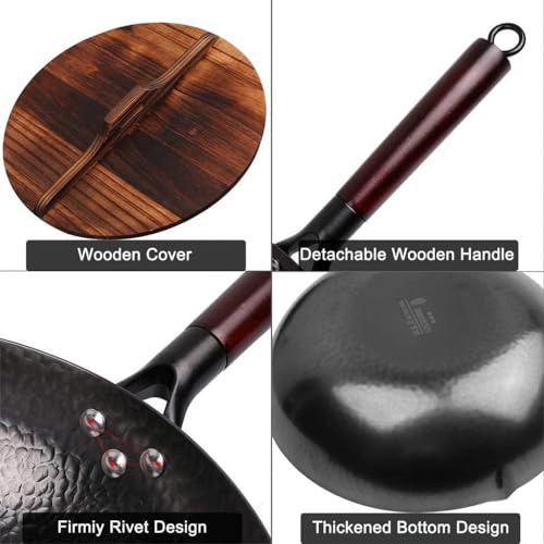 Wok de acero carbono con tapa 30 cm miniatura 5