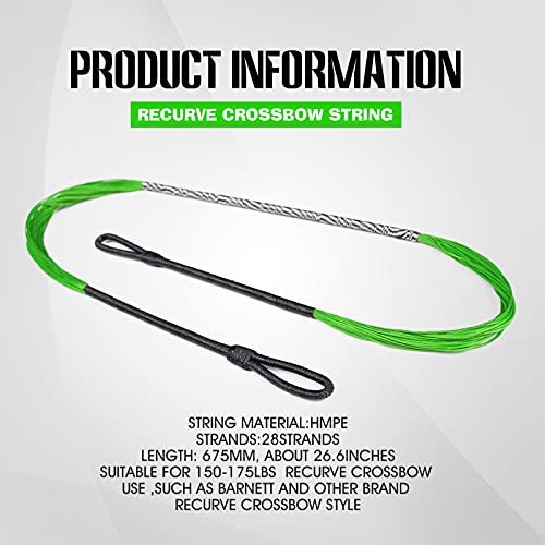 Eous 26.5" Recurve Crossbow String Replacement Strings For Crossbow Recurve 150 Lb To 175 Lb,28 Strands Hmpe 1600D,Green #TOP2