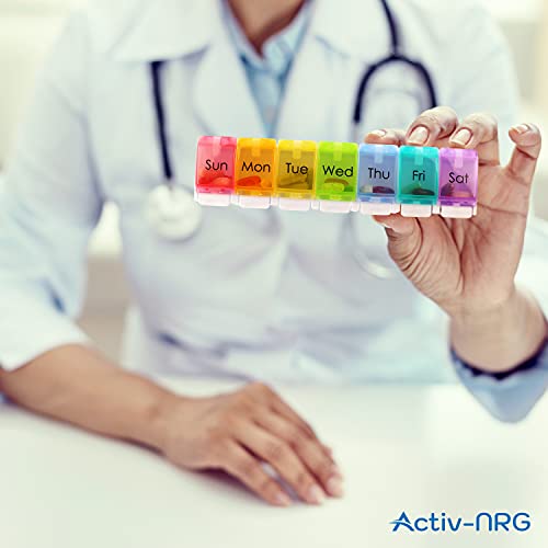 Hoogwaardige pillendoos - voedselveilig - BPA-vrij - reistablettendoosjes - gemakkelijk te openen grote compartimenten, uniek verend ontwerp voor tabletten, vitamines, medicijnen en levertraan - Afbeelding 6