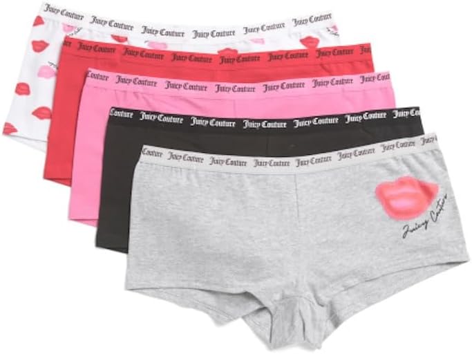 Juicy Couture Cotton Boyshorts for Women, 5 Pack