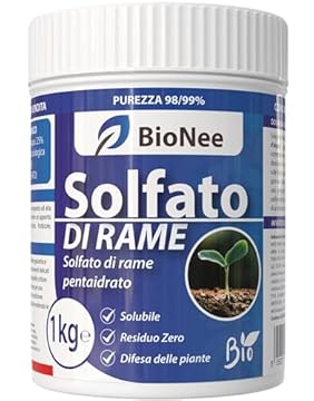 Solfato di Rame | Concime Inorganico Puro 98/99% | Rame Solubile 25% | Uso Agricolo e Biologico | Residuo Zero | Rame Pentaidrato per Orto e Giardino 1 kg