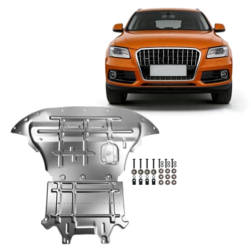 Image of Alloy Steel Engine Splash Shield Fit for Audi Q5 2009-2017 Heavy Duty Front Skid Plate for 2010-2017 SQ5 Radiator, Engine & Transmission w /Screw Hardware,Service Holes & Vent Design