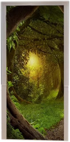 Tizhweqo Pegatina Puerta árboles Pegatinas para Puertas árboles Adhesivo Vinilo 3D Puerta Pegatina Pared Murales Papel Pintado Poster para Sala de Baño Decorativos 80x200 cm a5501