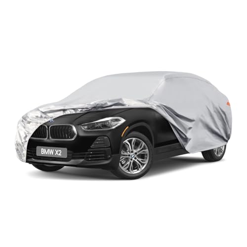 Waterproof Car Cover for BMW X2 (2018-2023), 5 Layers Compatible with BMW X2 All Weather, Snowproof Windproof Rain Ice Sun UV Protection silver Custom
