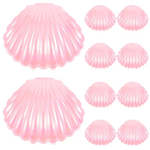 DOITOOL Sea Shells Candy Boxes : 10Pcs Seashell Party Favor Containers Plastic Chocolate Boxes Creative Jewelry Holder Clam Treat Holders for Wedding Birthday Party Decorations (Pink)