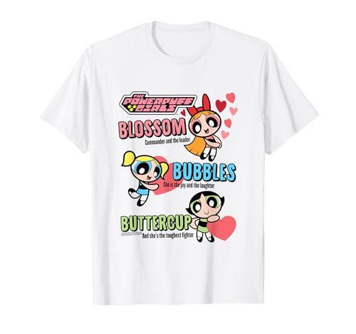 Powerpuff Girls Hearts and Trio Descriptions Cute Cartoon T-Shirt