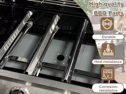Image of Grill Replacement for Charbroil Performance 4-Burner Gas Grills 463344523 463352521 463354021 463365021, 17 inch Cast Iron Cooking Grates, Stainless Steel Heat Plates, Burner Tubes & Igniters Parts Kit