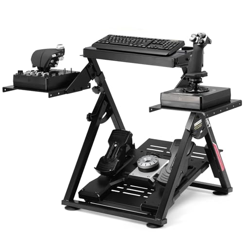 GTPLAYER Flight Racing Simulation Stand Foldable Gaming Stand Compatible with Logitech/Thrustmaster/PXN Gaming Devices Adjustable Stable Simulator Cockpit Stand, Electronic Device Not Included, Black