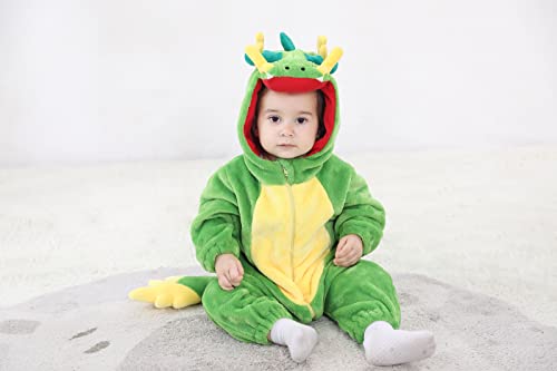 TONWHAR Unisex-Baby Costume Jumpsuit Pajama Cartoon Dog Dinosaur Outfit Toddler's Romper (Green Din