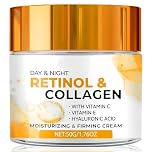 Retinol Cream & Anti Wrinkle Face Cream for Anti-Aging with Collagen & Hyaluronic Acid - Night Moisturizer for Men & Women - Wrinkle Reducing Facial Skin Care Gift for Mom, Dad, Sister
