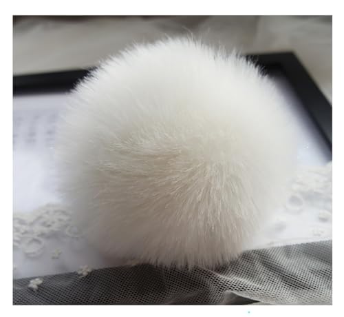6 Stück 12cm Extra Groß Weiß Fellbommel Pompon Groß mit Elastischer...