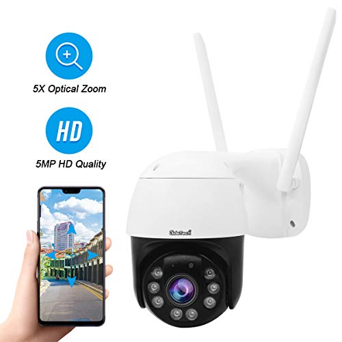 5MP PTZ Wireless IP Camera Outdoor, 1920P HD CCTV Surveillance Camera ONVIF, 5X