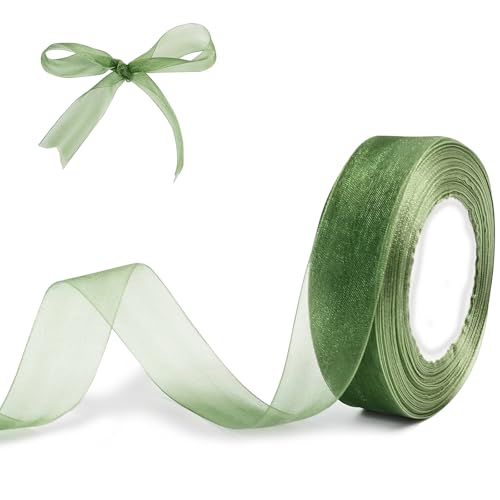 Dirvcp Sheer Organza Ribbon, Green Colors