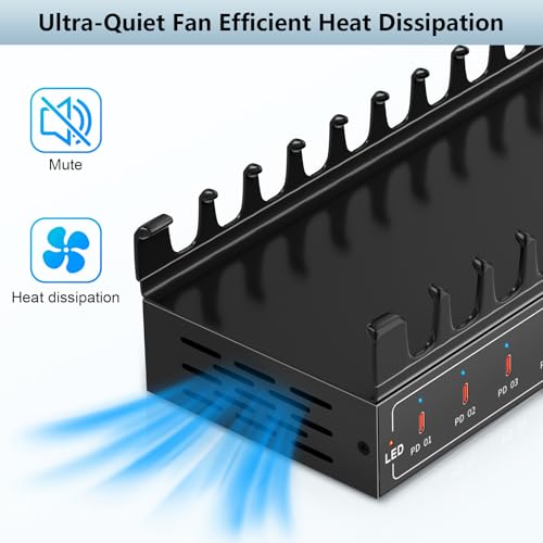 200W USB C Charging Station 10-Port Fast Charger for Multiple Devices, PD/QC Desktop Charging Hub for MacBook iPhone iPad Phones - image 6
