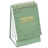 Mini Desk Calendar, 2025-2026 Small Desk Calendar, June 2025 to December 2026, 19 Monthly, Mini Standing Flip Calendar 2025, Thick Paper Twin-Wire Binding, Desktop Calendar for Office or Home (Green)