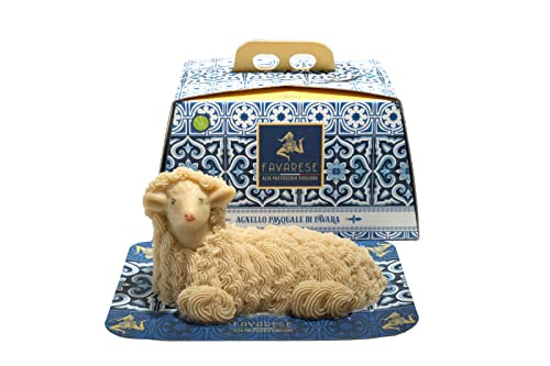 Favarese - Agnello Pasquale Siciliano Di Favara Pasta Di Mandorle Ripieno Al Pistacchio - Dolce Artigianale 100% - Idee Regalo Pasqua - 800 Gr
